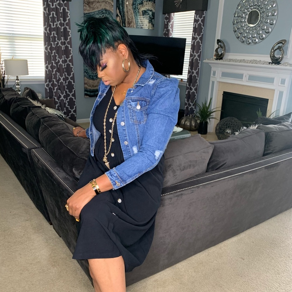 Denim puff sleeve jacket - Picture 5 of 6